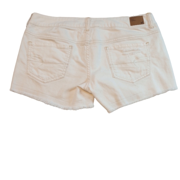 American Eagle Women's Denim Cut Off Shorts Distressed 5 Pocket Stretch White 6 - Picture 4 of 13